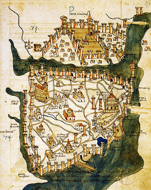 Leonte Map of Constantinople 1422 Buondelmonte